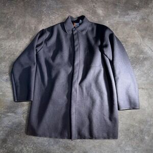 Vintage MAGID Navy Wool Overcoat Long Car Coat Mens 46 Union Made USA 32oz Wool